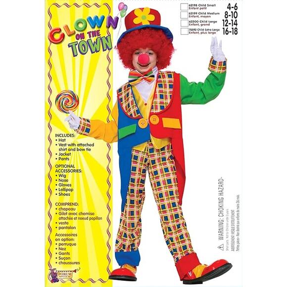 Rubies Clown On The Town Circus Halloween Costume for Kids Unisex Small - Picture 1 of 6
